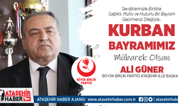 BBP Ataşehir İlçe Başkanı Ali Güner'den Kurban Bayramı Mesajı