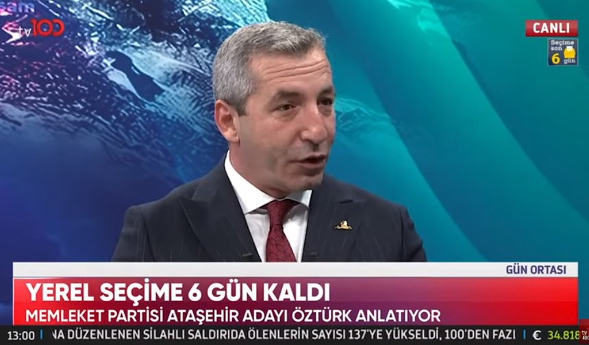 Memleket Partisi Ataşehir Başkan Adayı Reşat Şahin Öztürk, TV100'e konuk oldu